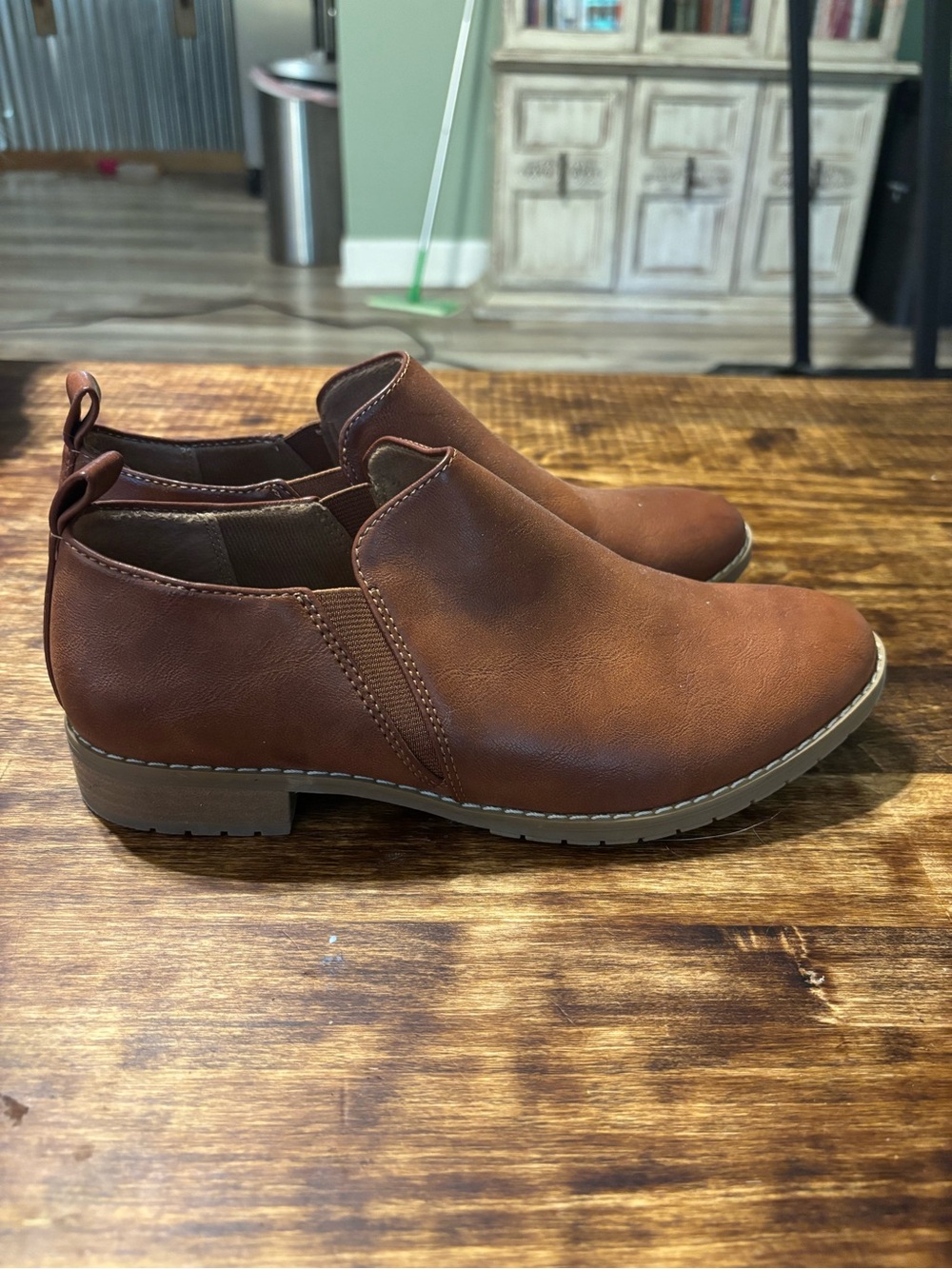 Brown Slip-On Ankle Booties